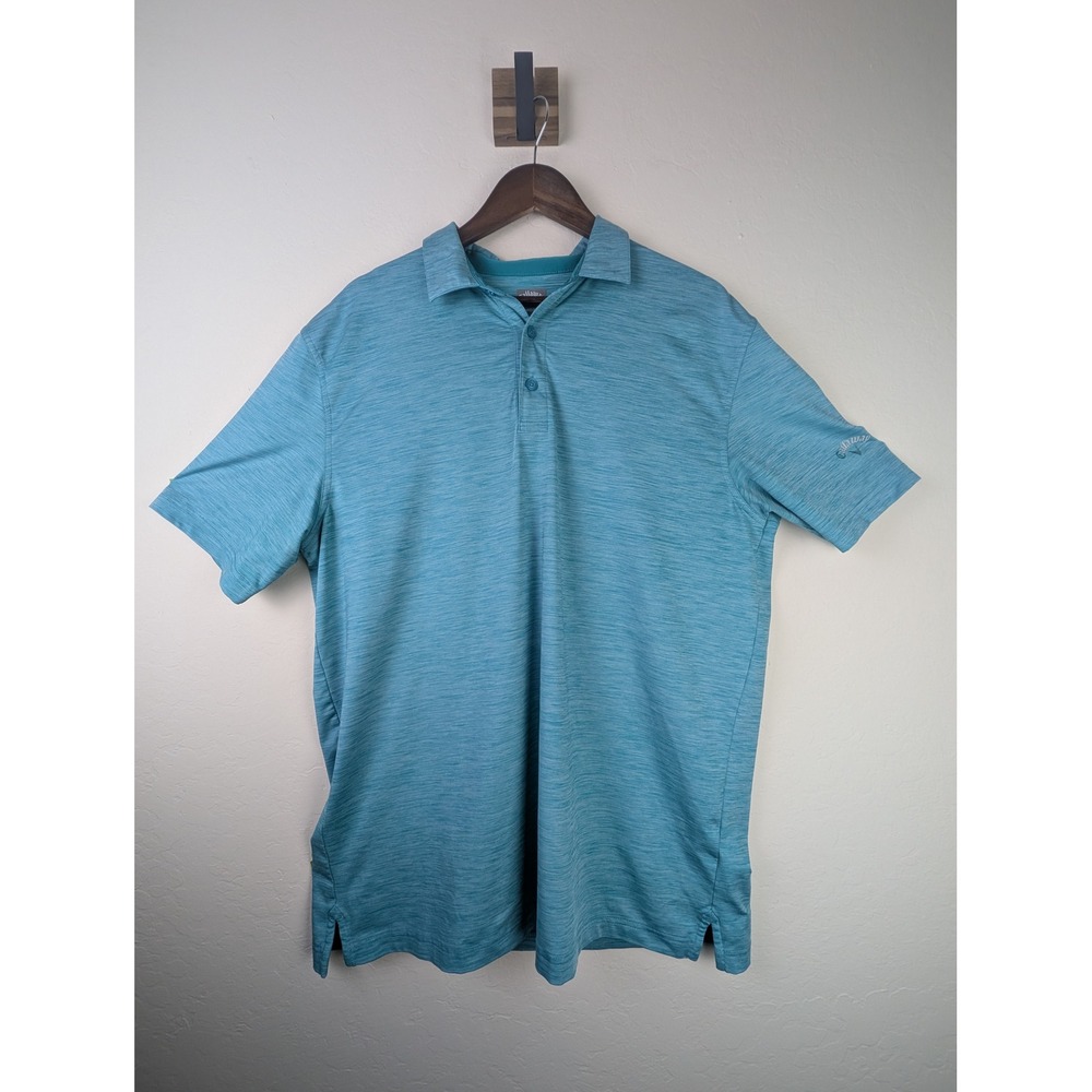 Callaway Mens Opti-Dri Golf Polo Shirt Teal Blue Heather Space Dye Size XL